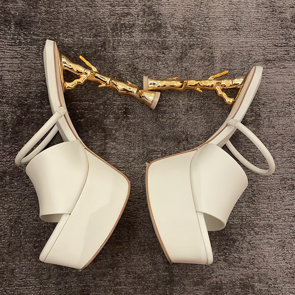 Cult Gaia White Heels Gold Bamboo - Picture 3 of 10